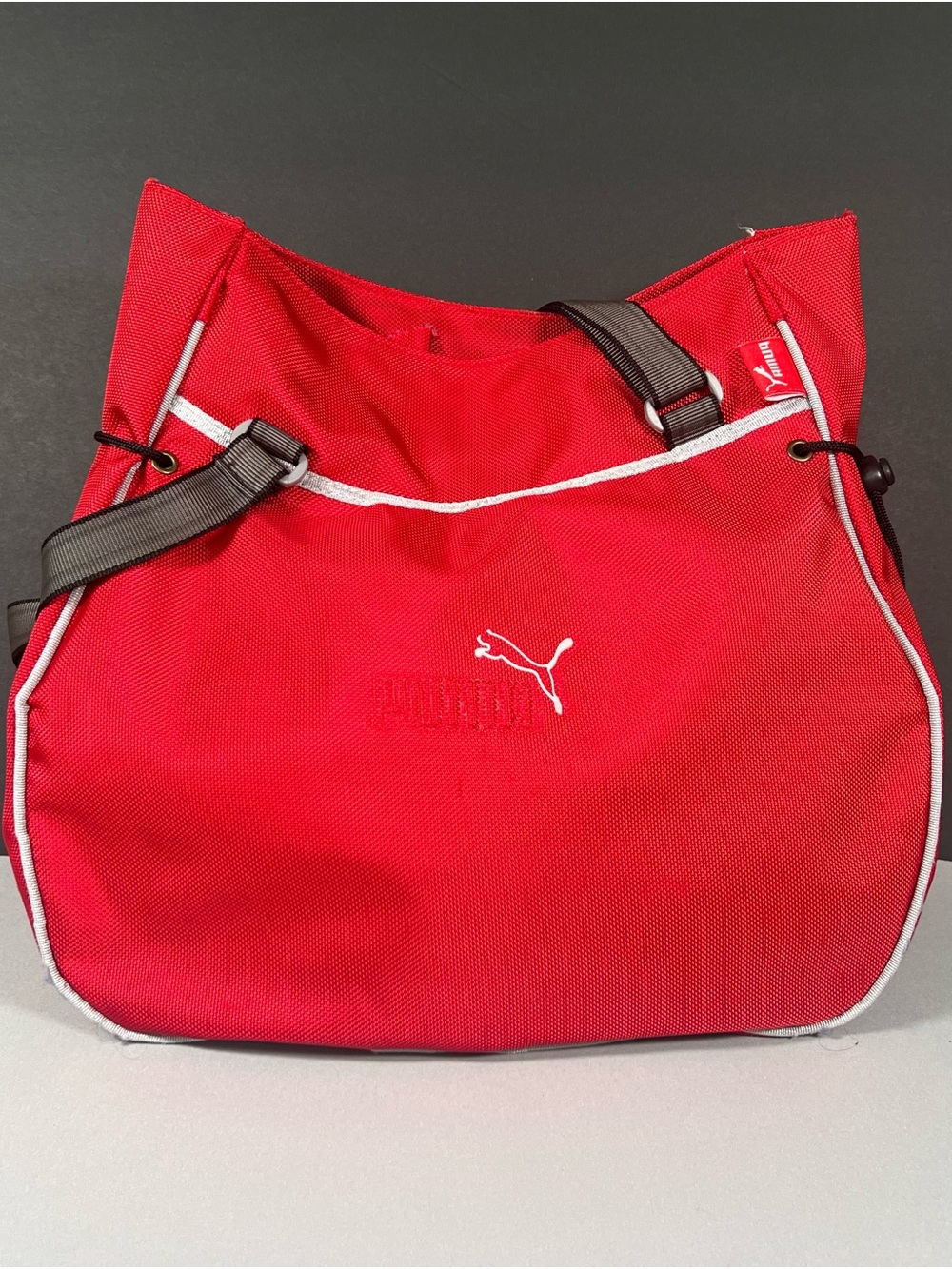 Puma Red Shoulder Tote with White Piping